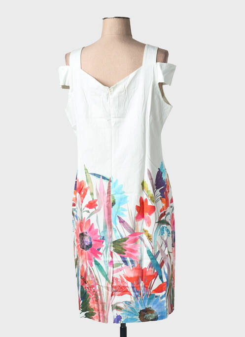 Rochie midi imprimeu floral mâneci scurte alb DIVAS femme