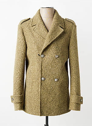 Palton lung țesătură melanj fără glugă verde OVER/D homme