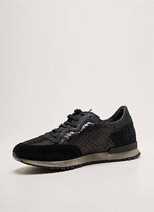 Adidași țesătură satinată toc plat până la 3 cm negru REQINS femeie