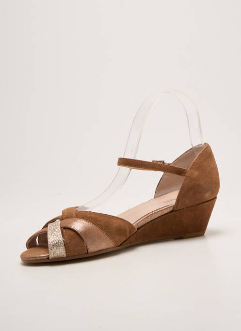 Sandale/pantofi decupați închidere cu buclă(e) toc de 4 la 6 cm maro REQINS femme