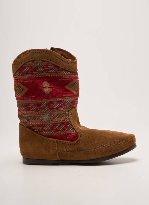 Botine/ghete vârf rotund toc plat până la 3 cm maro MINNETONKA femme