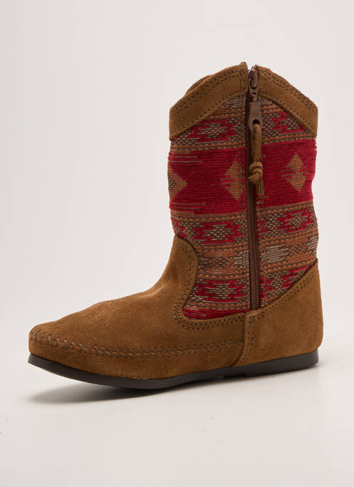 Botine/ghete vârf rotund toc plat până la 3 cm maro MINNETONKA femme