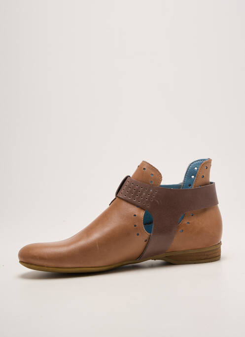 Botine/ghete vârf rotund toc plat până la 3 cm maro DORKING femme