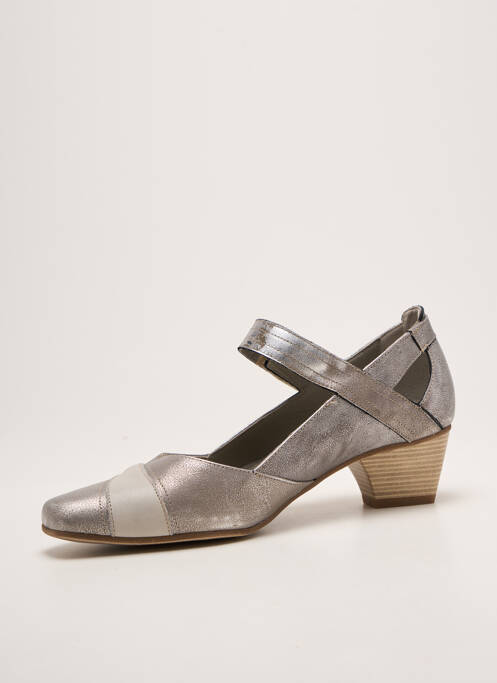 Pantofi cu toc cubanez toc de 4 la 6 cm argintiu DORKING femme