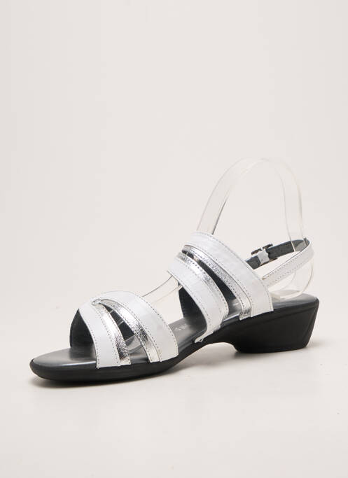 Sandale/pantofi decupați țesătură satinată toc plat până la 3 cm alb SAIMON femme