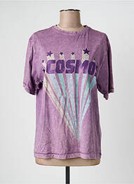 Tricou serigrafie mâneci scurte violet ROSE GARDEN femme
