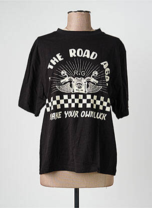 Tricou serigrafie mâneci scurte negru ROSE GARDEN femeie