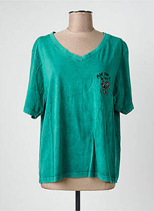 Tricou guler în v mâneci scurte verde ROSE GARDEN femeie