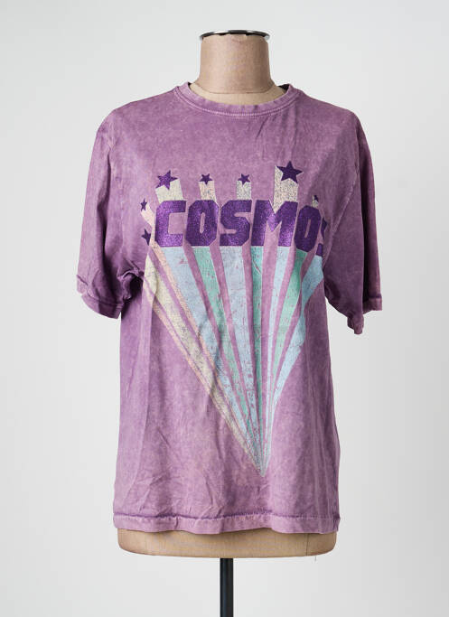 Tricou serigrafie mâneci scurte violet ROSE GARDEN femme