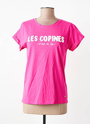 Tricou croială cambrată mâneci scurte roz C'EST BEAU LA VIE femeie
