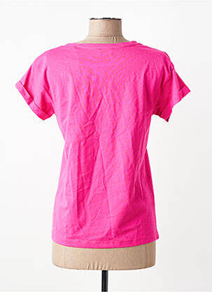 Tricou croială cambrată mâneci scurte roz C'EST BEAU LA VIE femeie