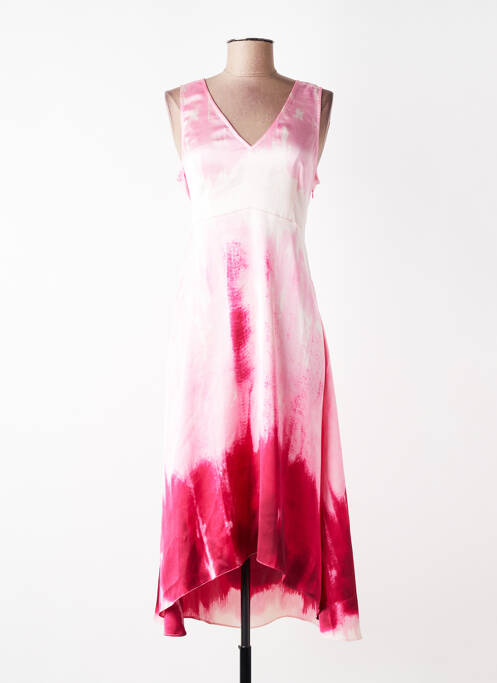 Rochie midi imprimeu fantezie fără mâneci roz LPB femme