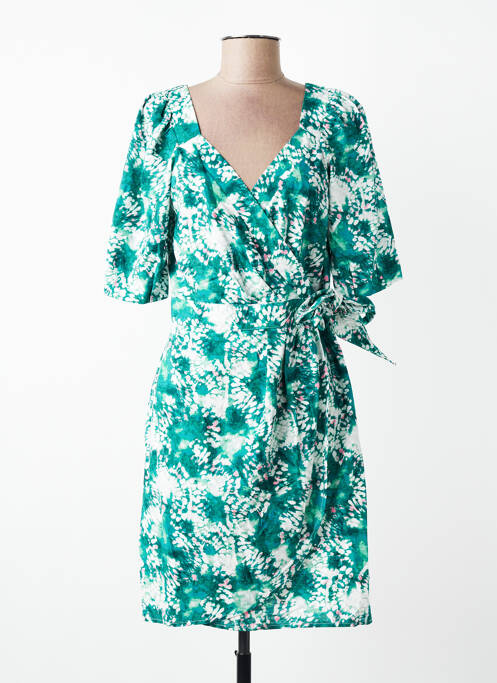 Rochie midi imprimeu fantezie mâneci scurte verde SUNCOO femme