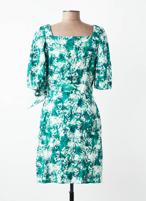 Rochie midi imprimeu fantezie mâneci scurte verde SUNCOO femme