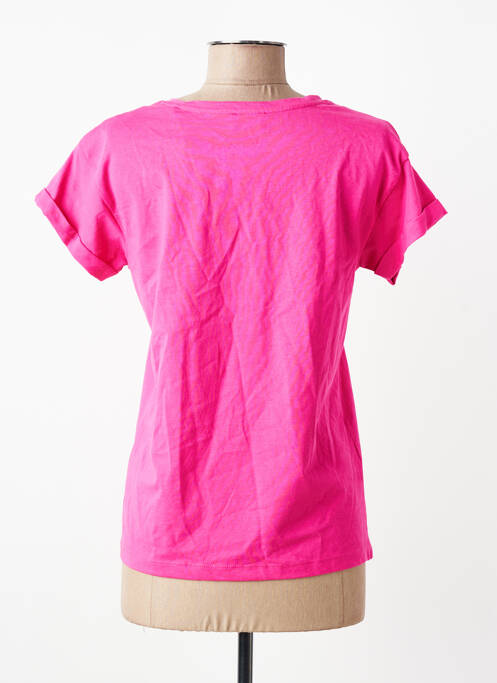 Tricou croială cambrată mâneci scurte roz C'EST BEAU LA VIE femme