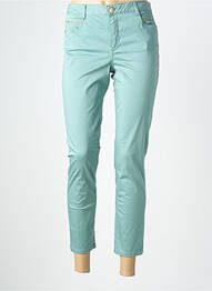Pantalon 7/8 închidere cu fermoar sub clapetă cu nasturi albastru LOLA ESPELETA femme
