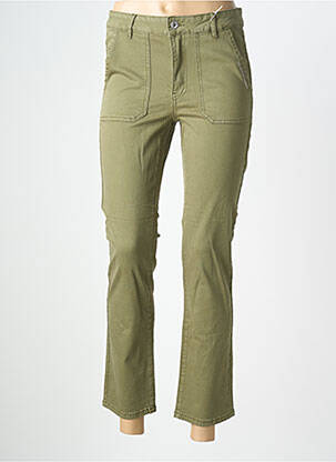 Pantalon 7/8 închidere cu fermoar sub clapetă cu nasturi verde LPB femeie