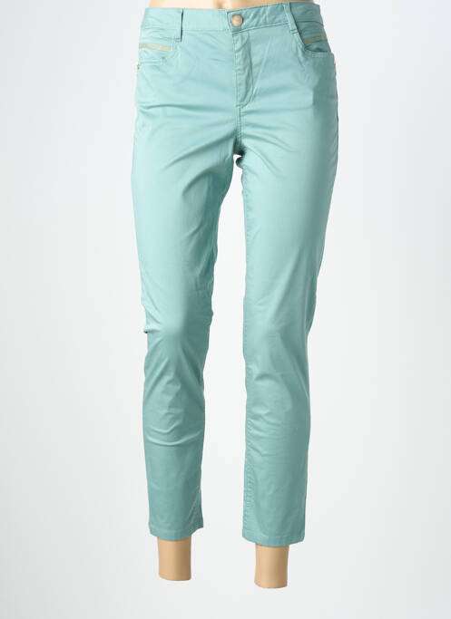 Pantalon 7/8 închidere cu fermoar sub clapetă cu nasturi albastru LOLA ESPELETA femme