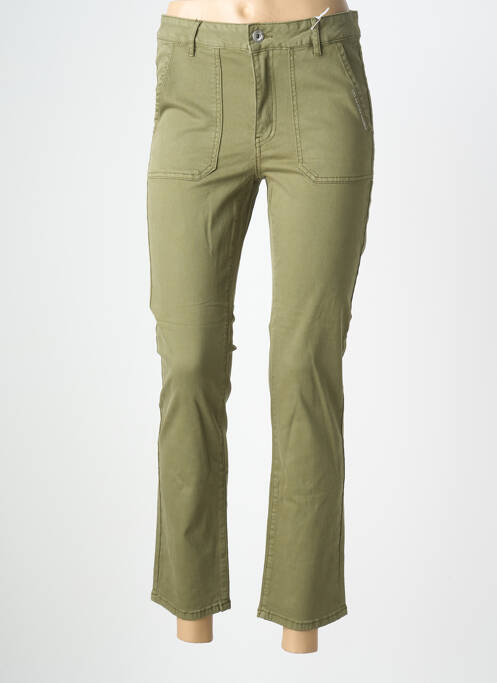 Pantalon 7/8 închidere cu fermoar sub clapetă cu nasturi verde LPB femme