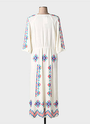 Rochie lungă țesătură crep mâneci 3/4 bej C'EST BEAU LA VIE femeie