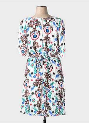 Rochie midi imprimeu floral mâneci scurte alb C'EST BEAU LA VIE femeie