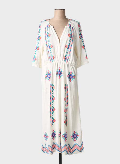 Rochie lungă țesătură crep mâneci 3/4 bej C'EST BEAU LA VIE femme