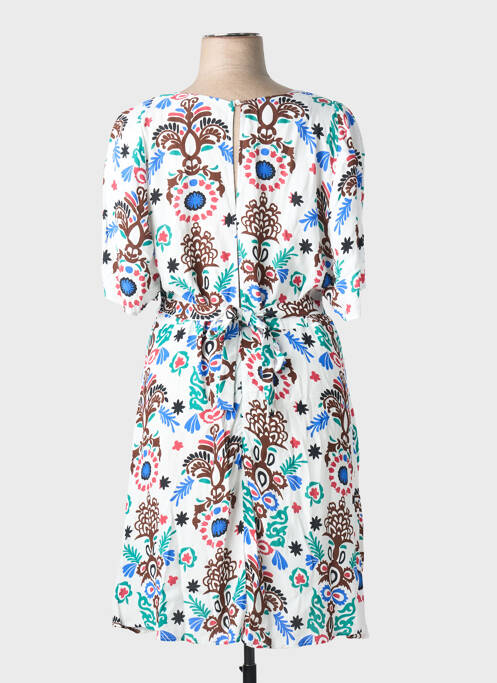 Rochie midi imprimeu floral mâneci scurte alb C'EST BEAU LA VIE femme