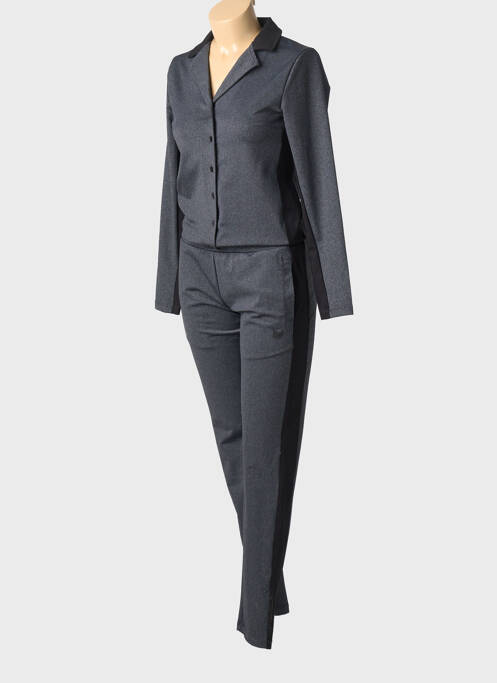 Salopetă-pantalon buzunare mâneci lungi gri HBT femme