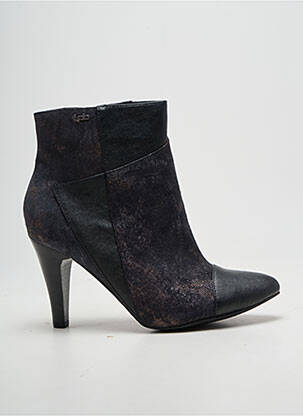 Botine/ghete țesătură satinată toc de 7 la 9 cm negru LPB femeie
