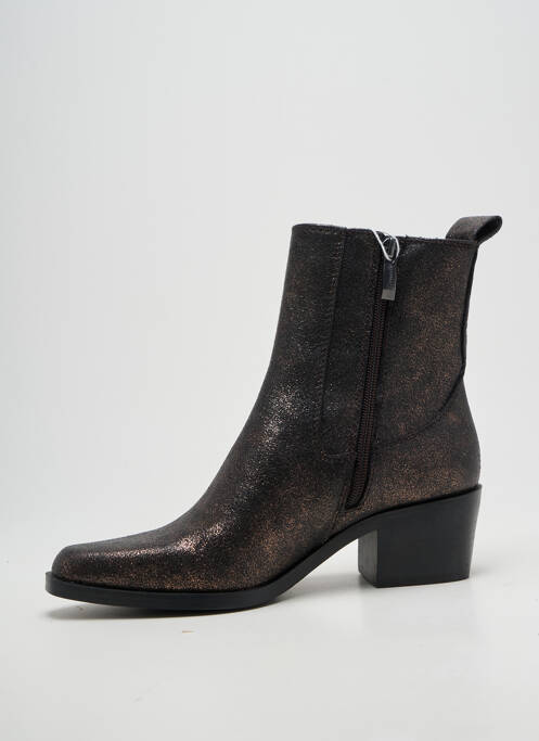 Botine/ghete țesătură satinată toc de 4 la 6 cm maro TAMARIS femme