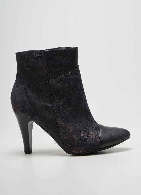 Botine/ghete țesătură satinată toc de 7 la 9 cm negru LPB femme