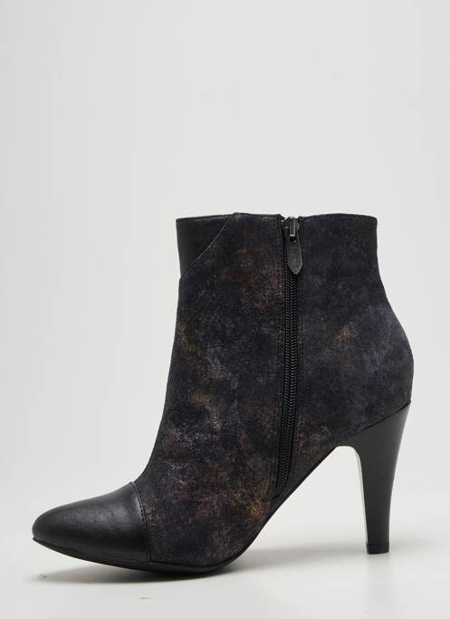 Botine/ghete țesătură satinată toc de 7 la 9 cm negru LPB femme