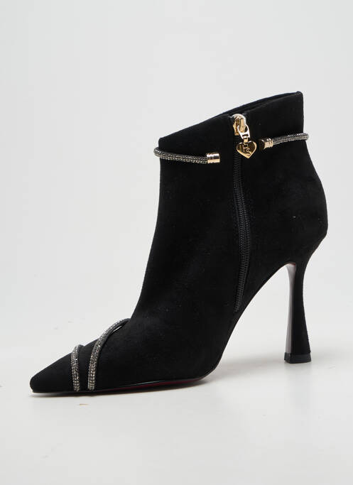 Botine/ghete țesătură satinată toc înalt de 10cm și mai mult negru TAMARIS femme