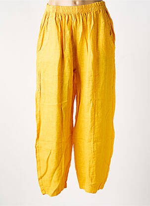 Pantalon drept țesătură crep talie înaltă galben OLIVER JUNG femme