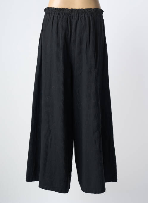 Pantalon larg țesătură poplin mărime normală negru WENDY TRENDY femme