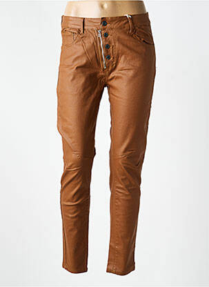 Pantalon slim țesătură acoperită mărime normală maro MELLY & CO femeie