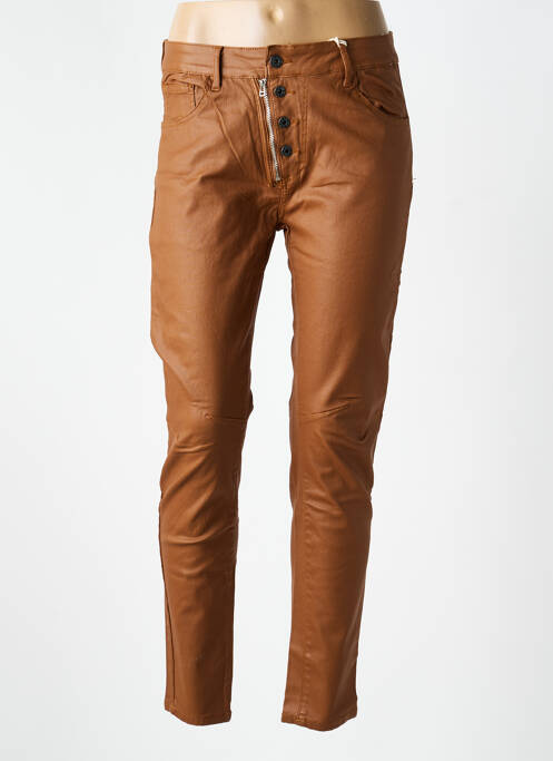 Pantalon slim țesătură acoperită mărime normală maro MELLY & CO femme