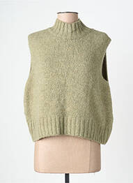Pulover țesătură melanj fără mâneci verde APRIL VINTAGE femme