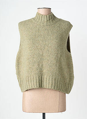 Pulover țesătură melanj fără mâneci verde APRIL VINTAGE femme