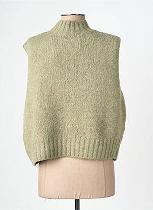 Pulover țesătură melanj fără mâneci verde APRIL VINTAGE femeie