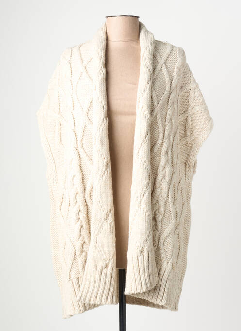 Vestă cu mâneci scurte tricot împletit bej MOMENT femme