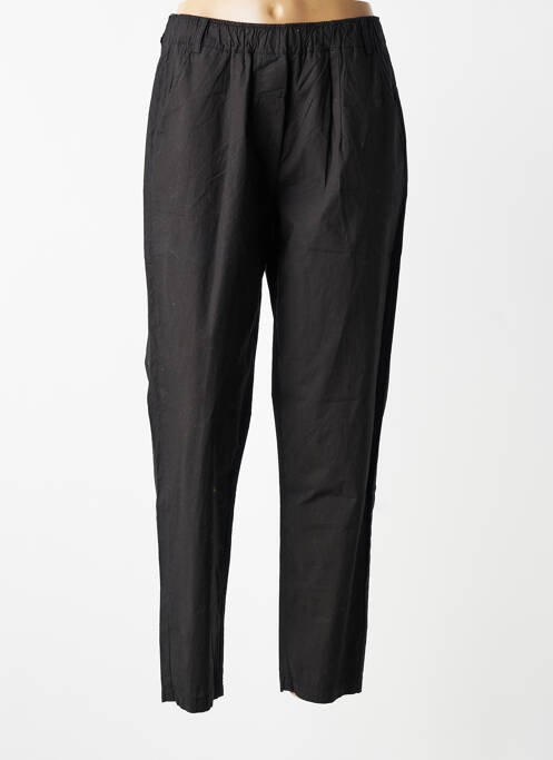 Pantalon drept țesătură poplin mărime normală negru YELLOW LABEL femme