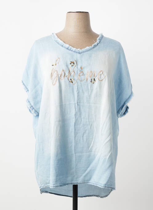 Top mâneci scurte mâneci scurte albastru NEW COLLECTION femme