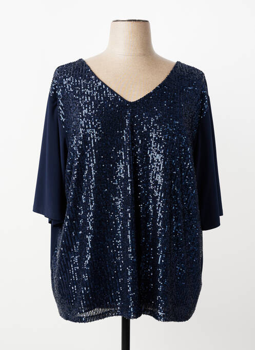 Top elasticitate mâneci scurte albastru SOPHIA femme