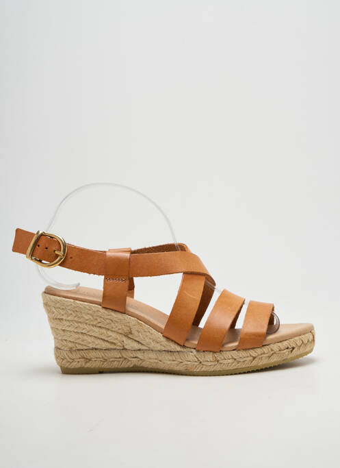 Espadrile închidere cu buclă(e) toc de 7 la 9 cm maro DEVERNOIS femme