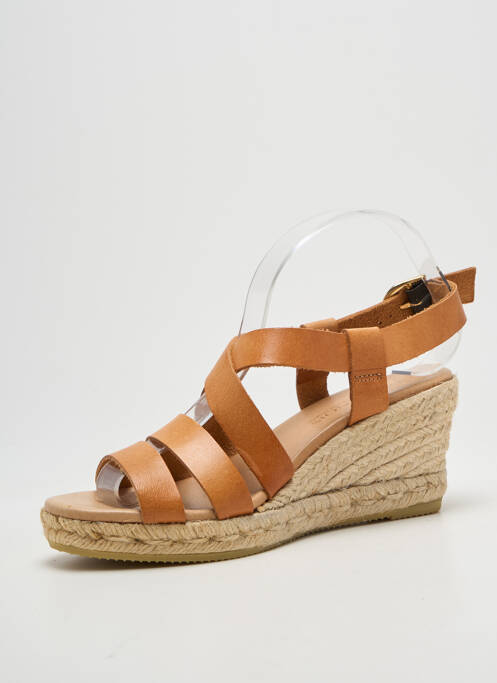 Espadrile închidere cu buclă(e) toc de 7 la 9 cm maro DEVERNOIS femme