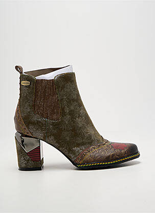 Botine/ghete vârf rotund toc de 7 la 9 cm verde LAURA VITA femeie