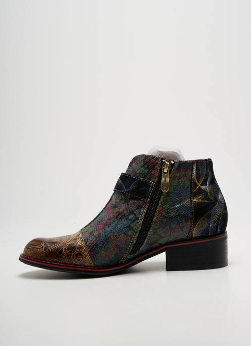 Botine/ghete țesătură satinată toc de 4 la 6 cm maro LAURA VITA femme