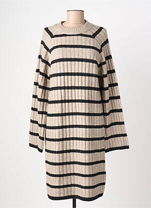 Rochie pulover croială cambrată mâneci lungi maro B.YOUNG femme