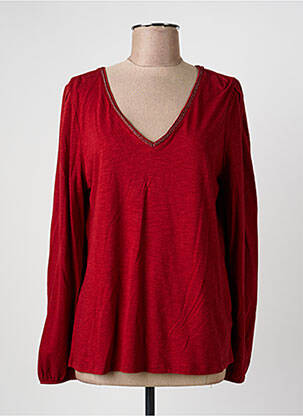 Tricou guler în v mâneci lungi roșu LOLA ESPELETA femme